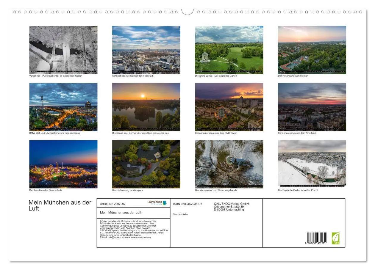 Bild: 9783457931271 | Mein München aus der Luft (Wandkalender 2026 DIN A2 quer), CALVENDO...