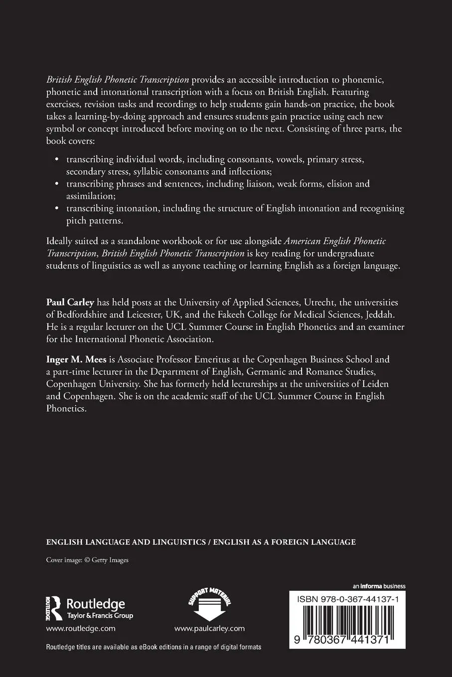 Rückseite: 9780367441371 | British English Phonetic Transcription | Paul Carley (u. a.) | Buch