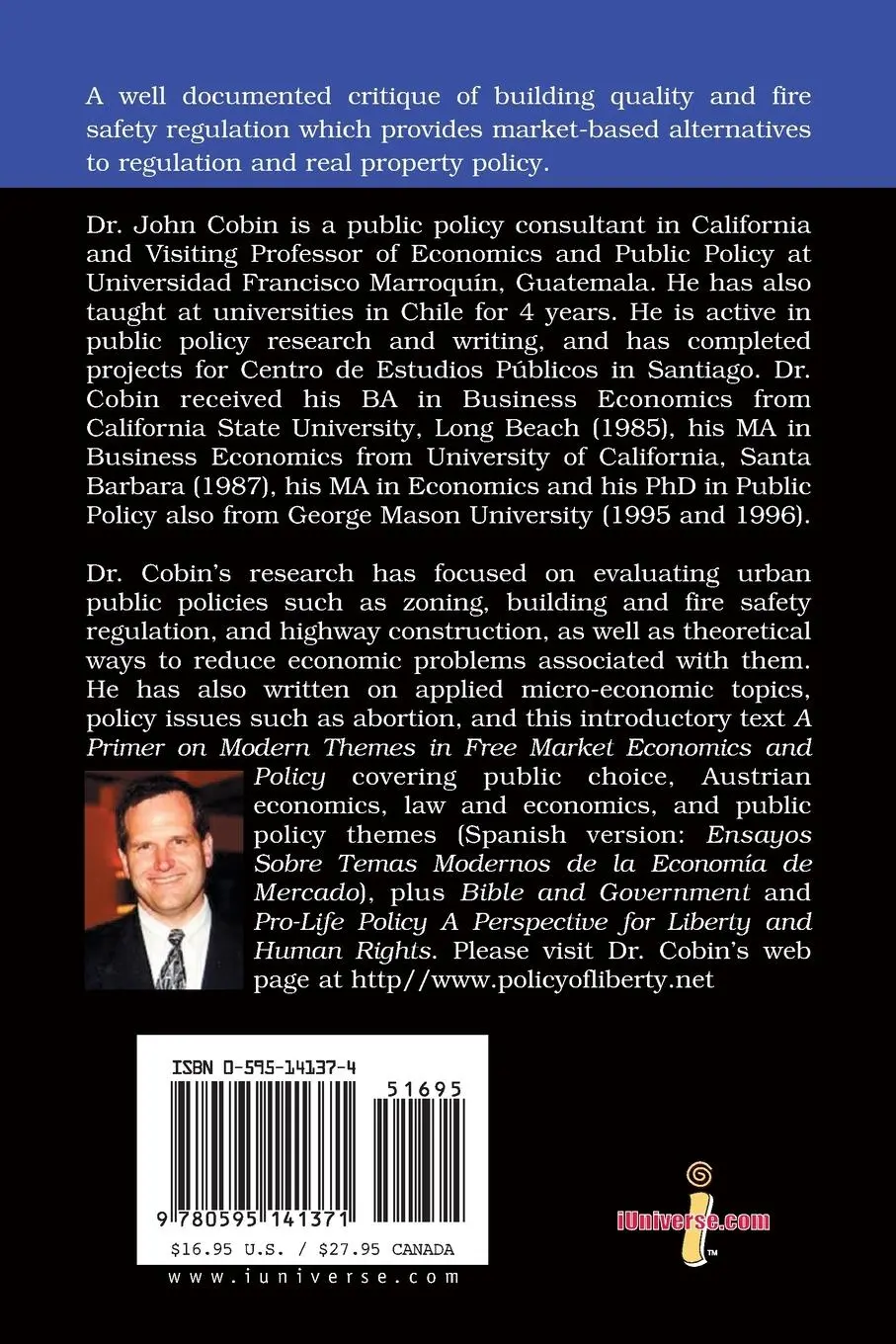 Rückseite: 9780595141371 | Building Regulation, Market Alternatives, and Allodial Policy | Cobin