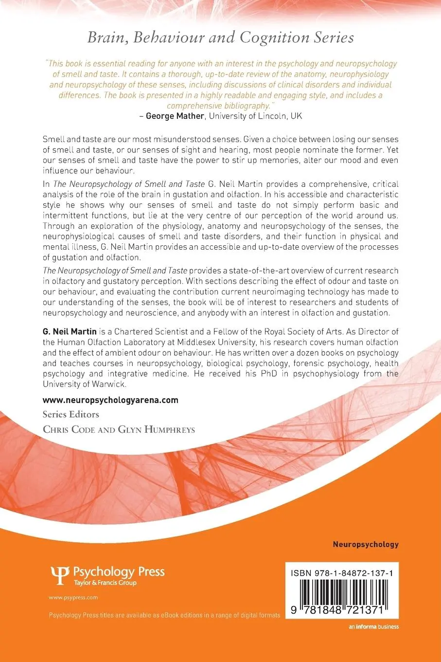 Rückseite: 9781848721371 | The Neuropsychology of Smell and Taste | G. Neil Martin | Taschenbuch