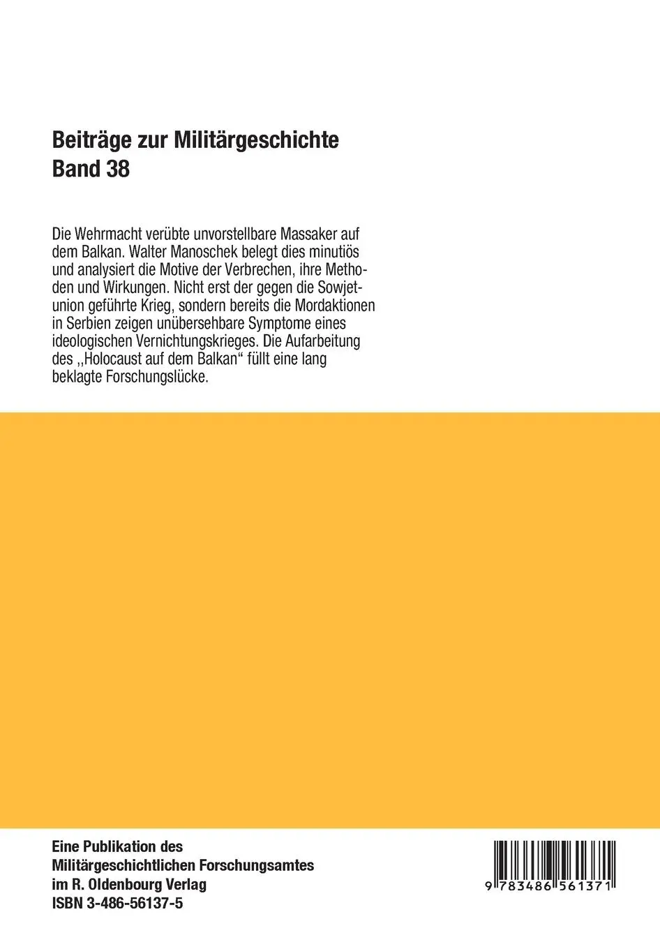 Rückseite: 9783486561371 | "Serbien ist judenfrei" | Walter Manoschek | Taschenbuch | 210 S.