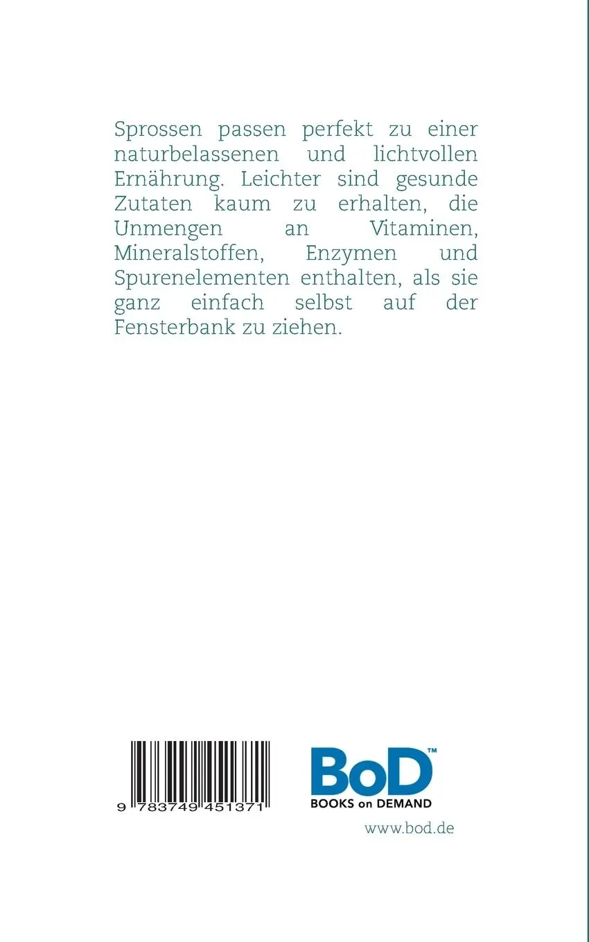 Rückseite: 9783749451371 | Sprossen: Kurz und Knackig | Annelies Elmers | Taschenbuch | 32 S.