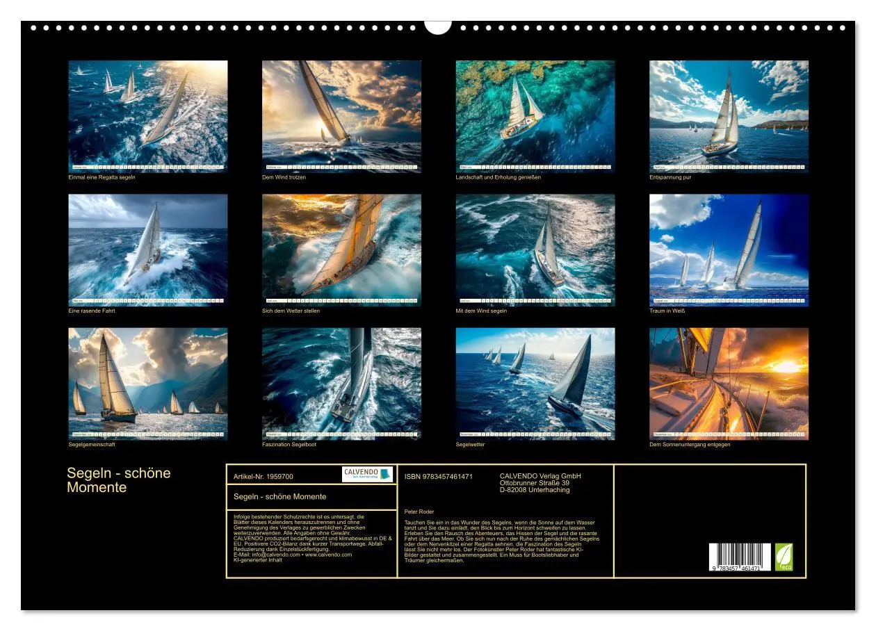 Bild: 9783457461471 | Segeln - schöne Momente (Wandkalender 2026 DIN A2 quer), CALVENDO...