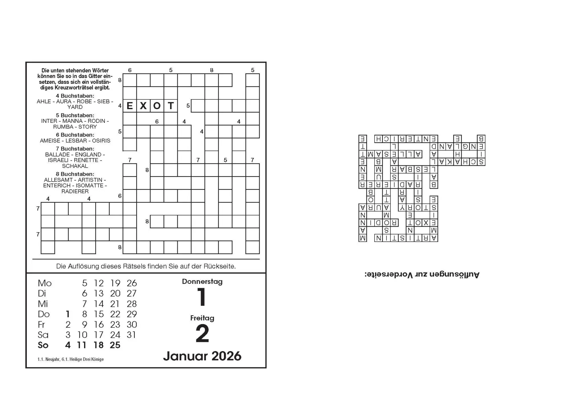 Bild: 9783809451471 | Rätselkalender 2026. Der beliebte Abreißkalender für alle...