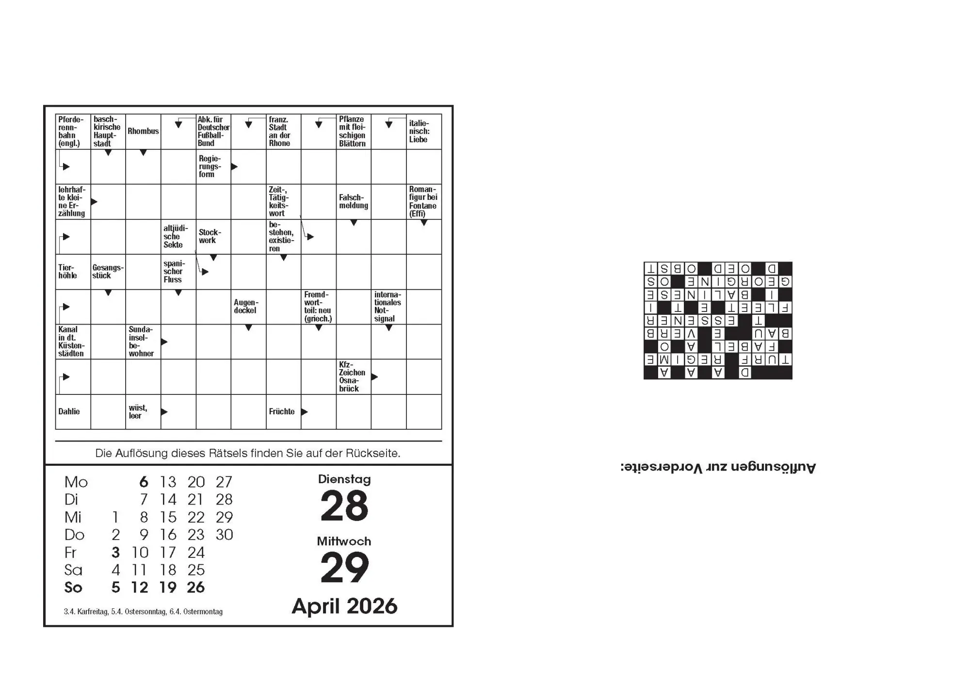 Bild: 9783809451471 | Rätselkalender 2026. Der beliebte Abreißkalender für alle...
