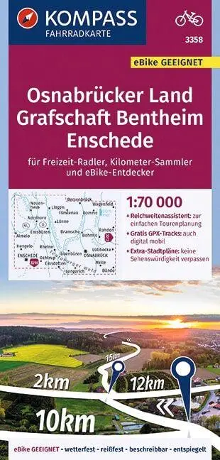 Cover: 9783991211471 | KOMPASS Fahrradkarte 3358 Osnabrücker Land, Grafschaft Bentheim,...