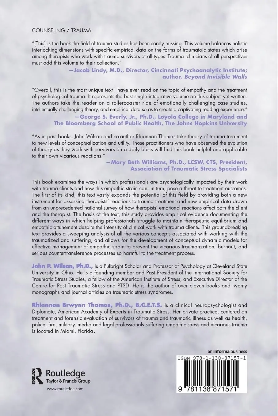 Rückseite: 9781138871571 | Empathy in the Treatment of Trauma and PTSD | John P. Wilson (u. a.)