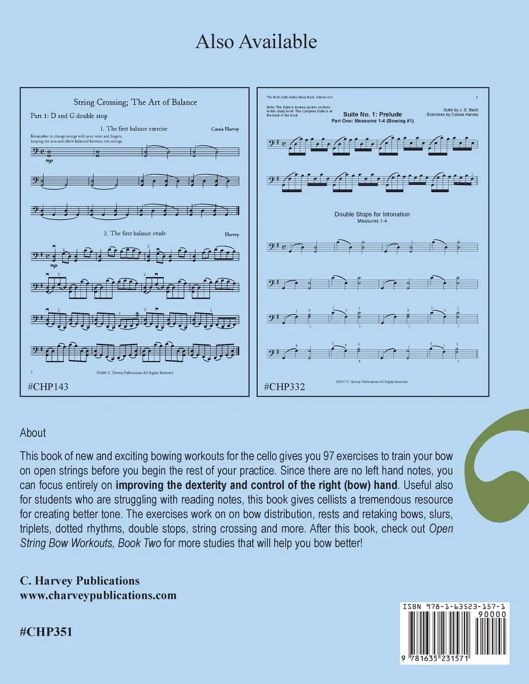 Rückseite: 9781635231571 | Open String Bow Workouts for Cello, Book One | Cassia Harvey | Buch
