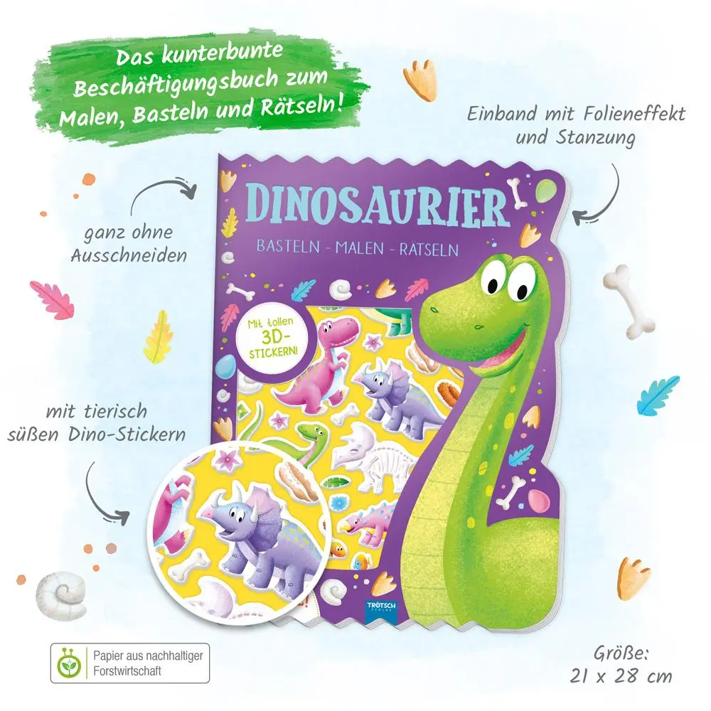 Bild: 9783988021571 | Trötsch Beschäftigungsbuch Malbuch Bastelbuch Dinosaurier | KG | Buch