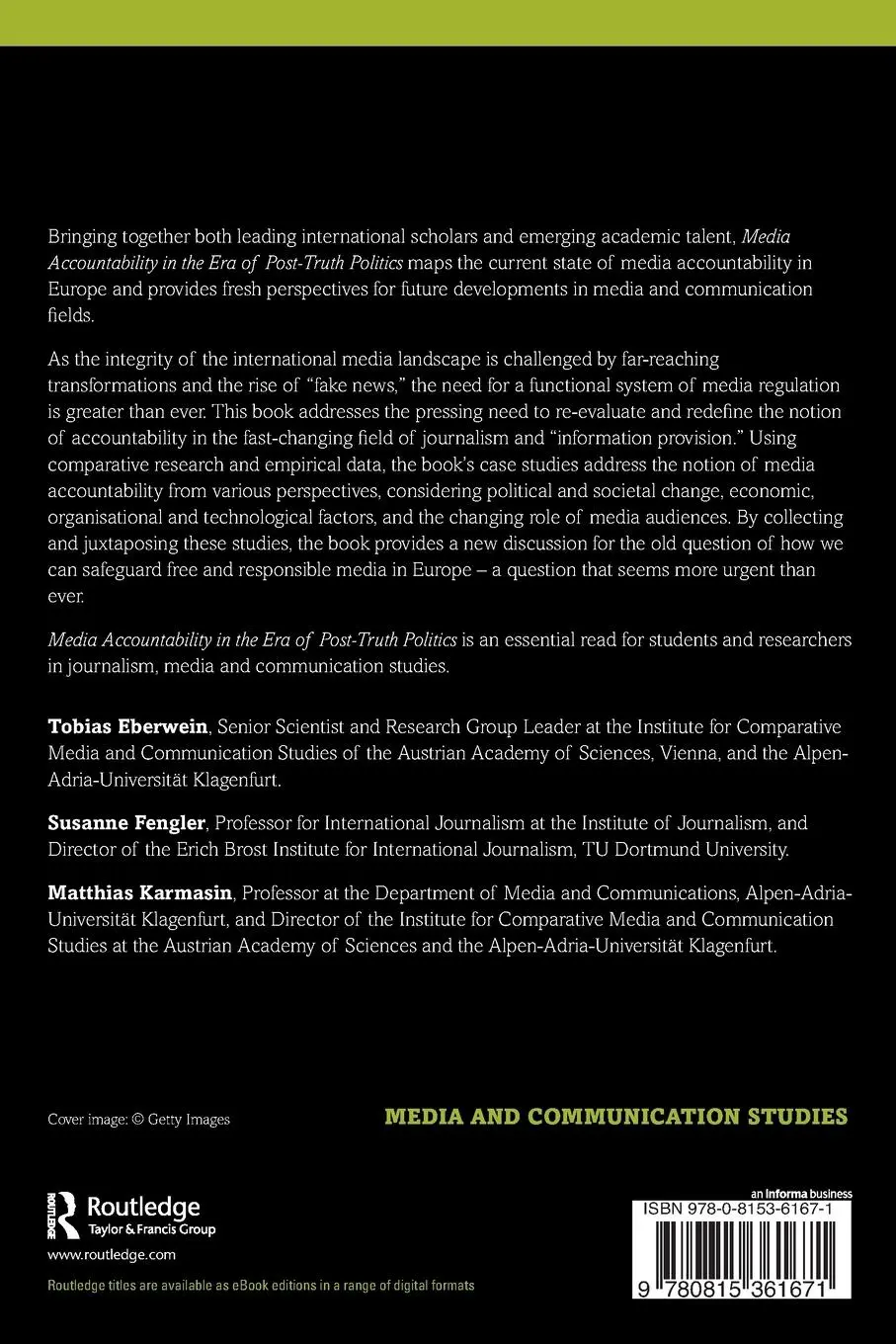 Rückseite: 9780815361671 | Media Accountability in the Era of Post-Truth Politics | Taschenbuch