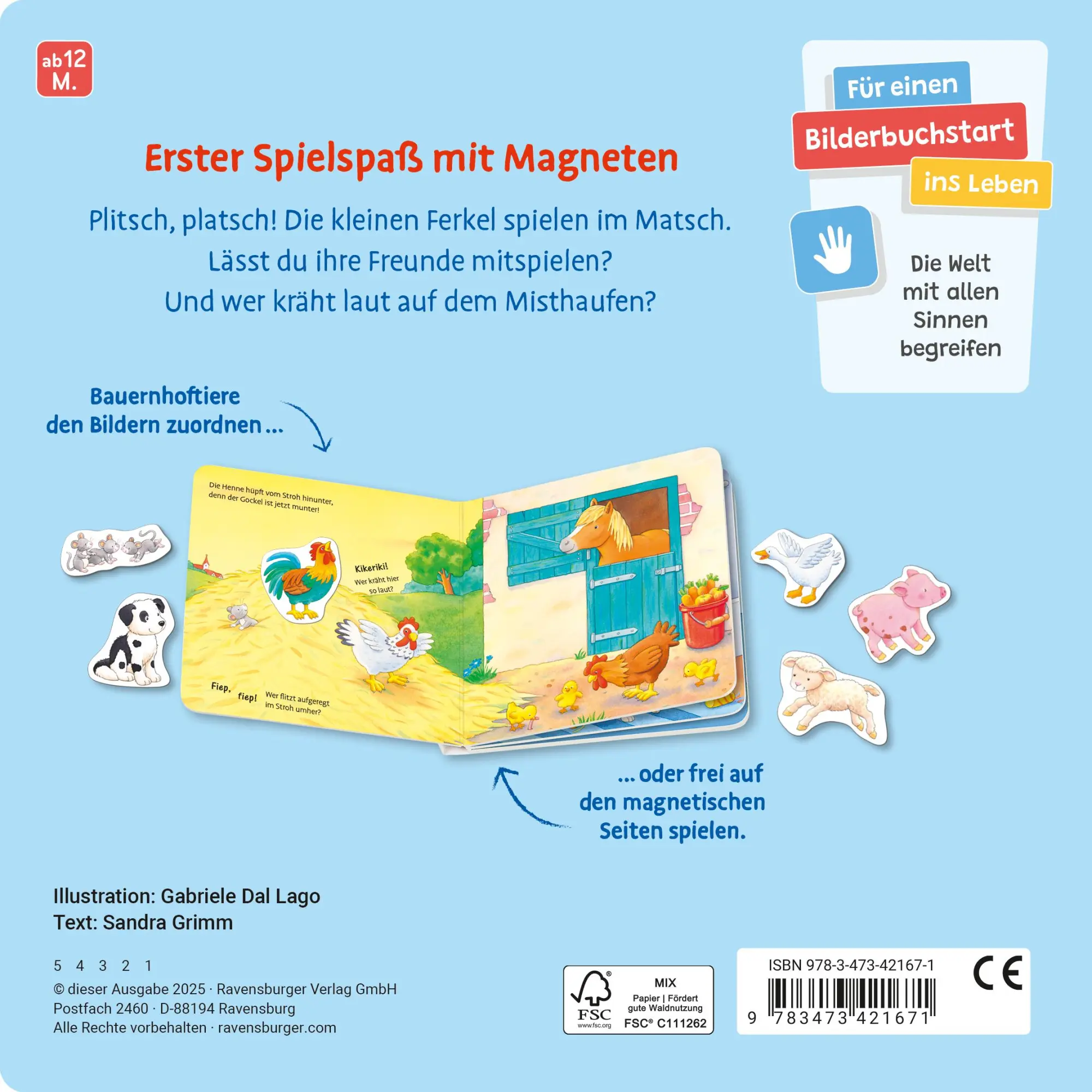 Rückseite: 9783473421671 | Mein erstes Magnetbuch - Wer spielt mit wem? Bauernhoftiere | Grimm