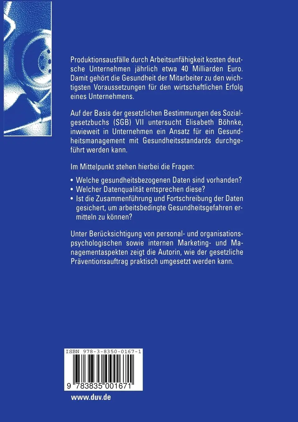Rückseite: 9783835001671 | Standards für das Gesundheitsmanagement in der Praxis | Böhnke | Buch