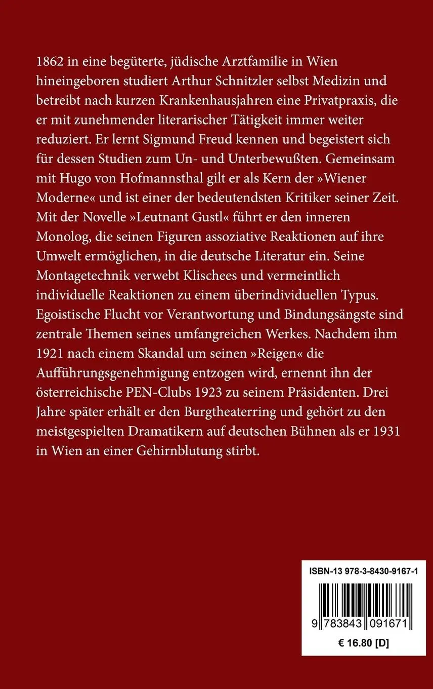Rückseite: 9783843091671 | Sterben | Novelle | Arthur Schnitzler | Buch | 84 S. | Deutsch | 2016