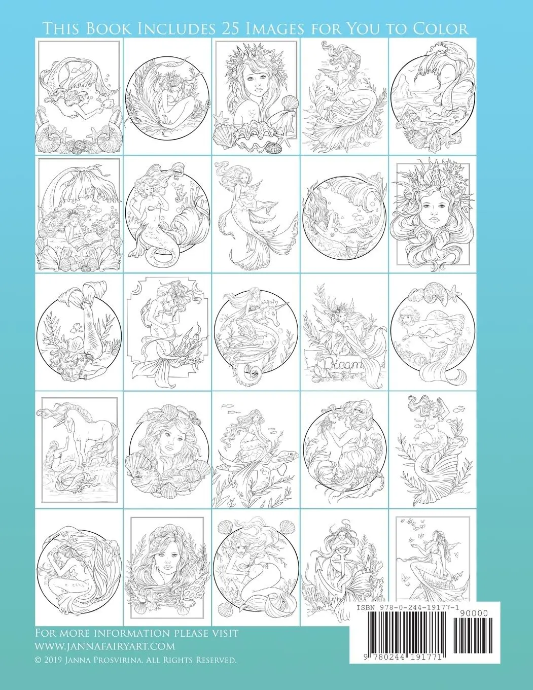 Rückseite: 9780244191771 | Mermaids | Coloring Book | Janna Prosvirina | Taschenbuch | Englisch