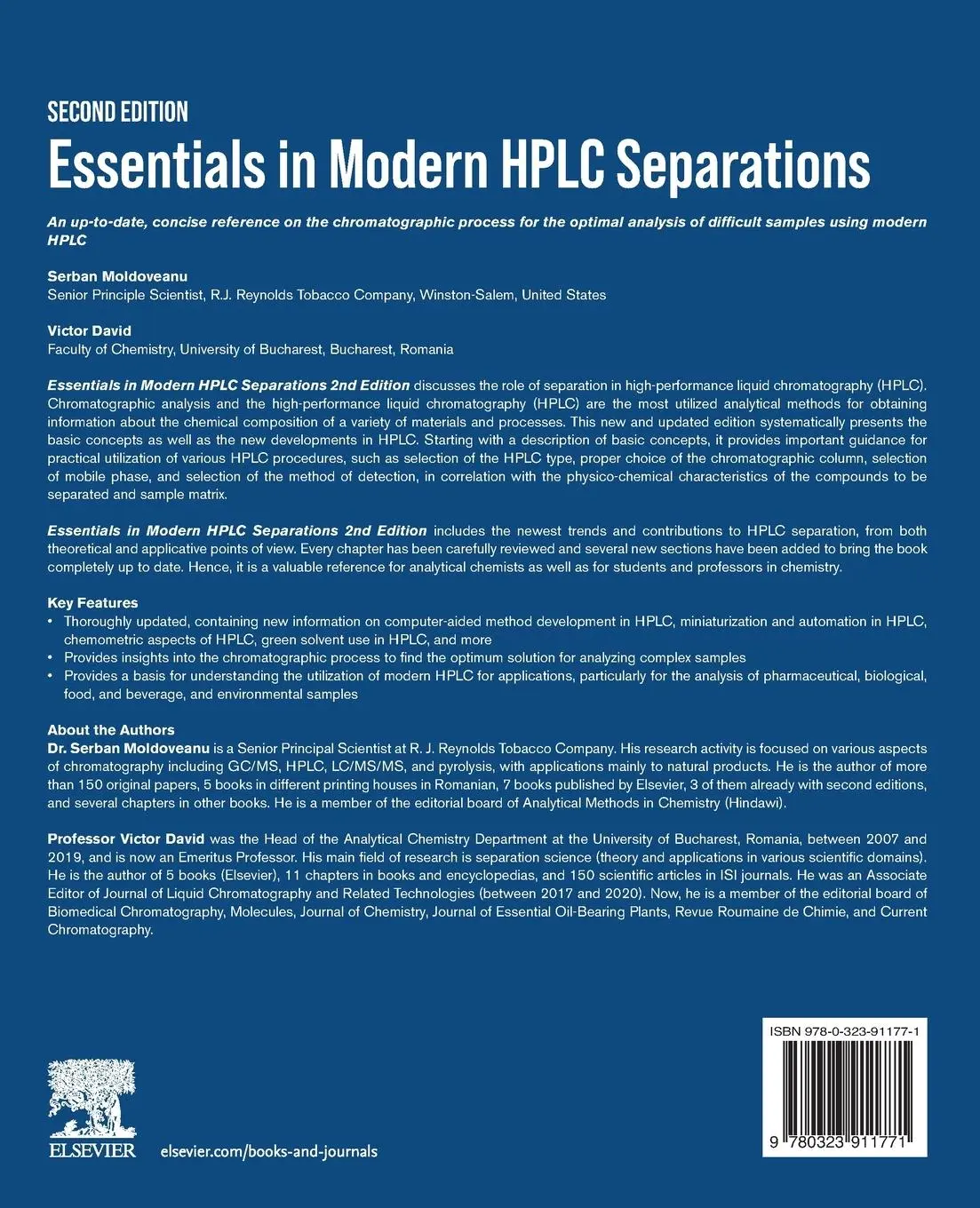 Rückseite: 9780323911771 | Essentials in Modern HPLC Separations | Serban C. Moldoveanu (u. a.)