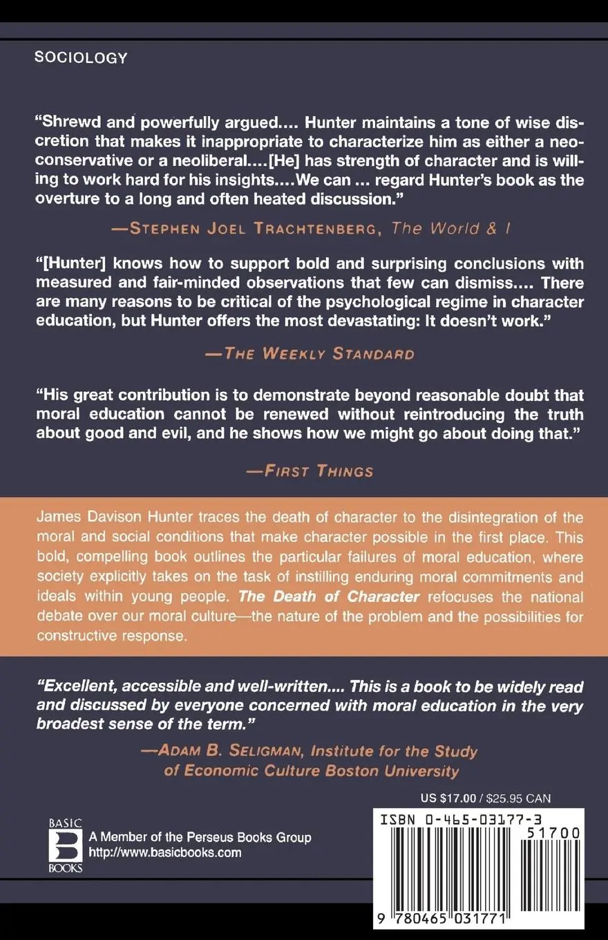 Rückseite: 9780465031771 | Death of Character | Moral Education in an Age Without Good or Evil