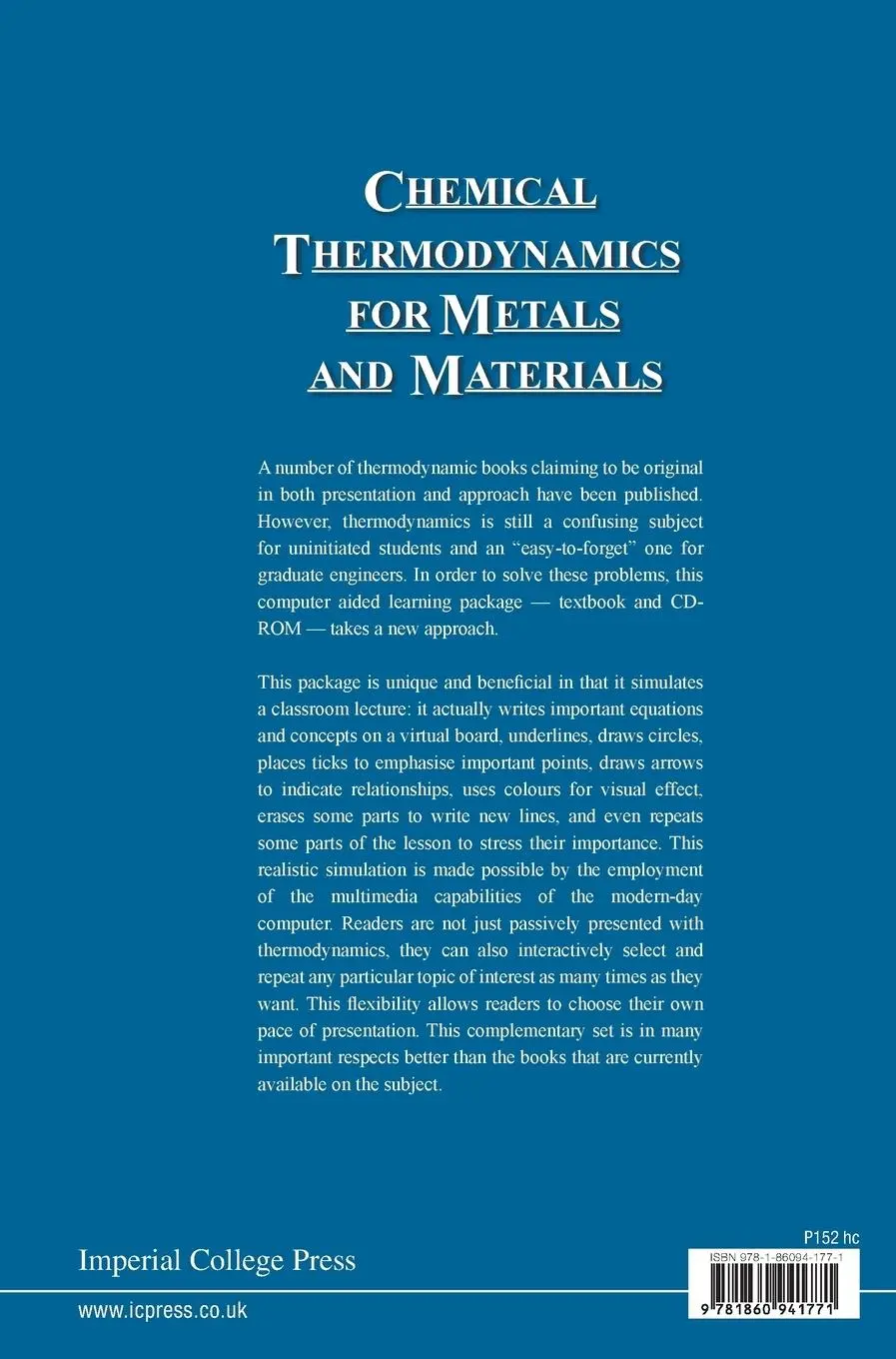 Rückseite: 9781860941771 | CHEM THERMO METAL [W/ CD] | Hae-Geon Lee | Buch | Englisch | 1999