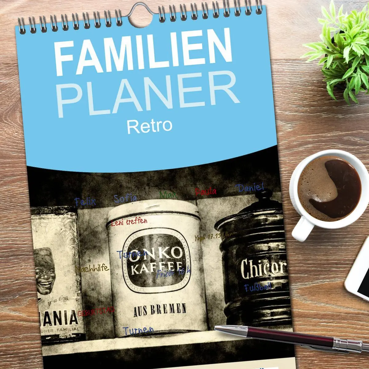 Bild: 9783516521771 | Familienplaner 2026 - Retro mit 5 Spalten (Wandkalender, 21 x 45...
