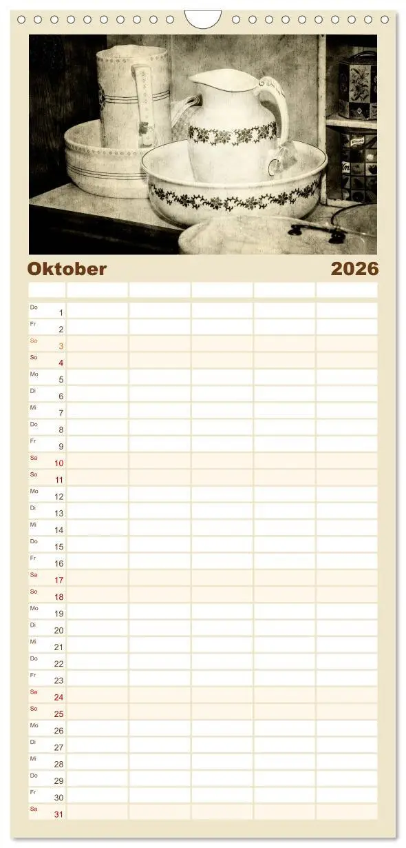 Bild: 9783516521771 | Familienplaner 2026 - Retro mit 5 Spalten (Wandkalender, 21 x 45...
