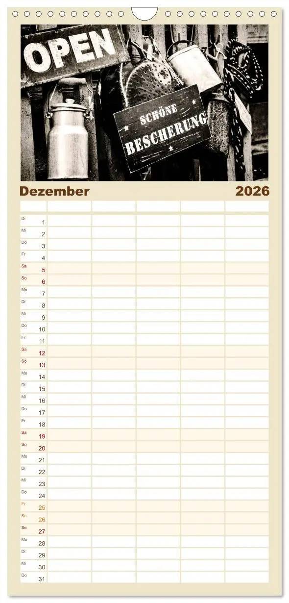 Bild: 9783516521771 | Familienplaner 2026 - Retro mit 5 Spalten (Wandkalender, 21 x 45...