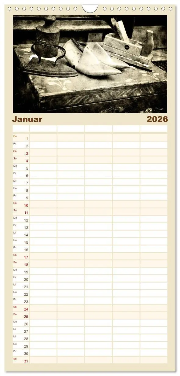 Bild: 9783516521771 | Familienplaner 2026 - Retro mit 5 Spalten (Wandkalender, 21 x 45...
