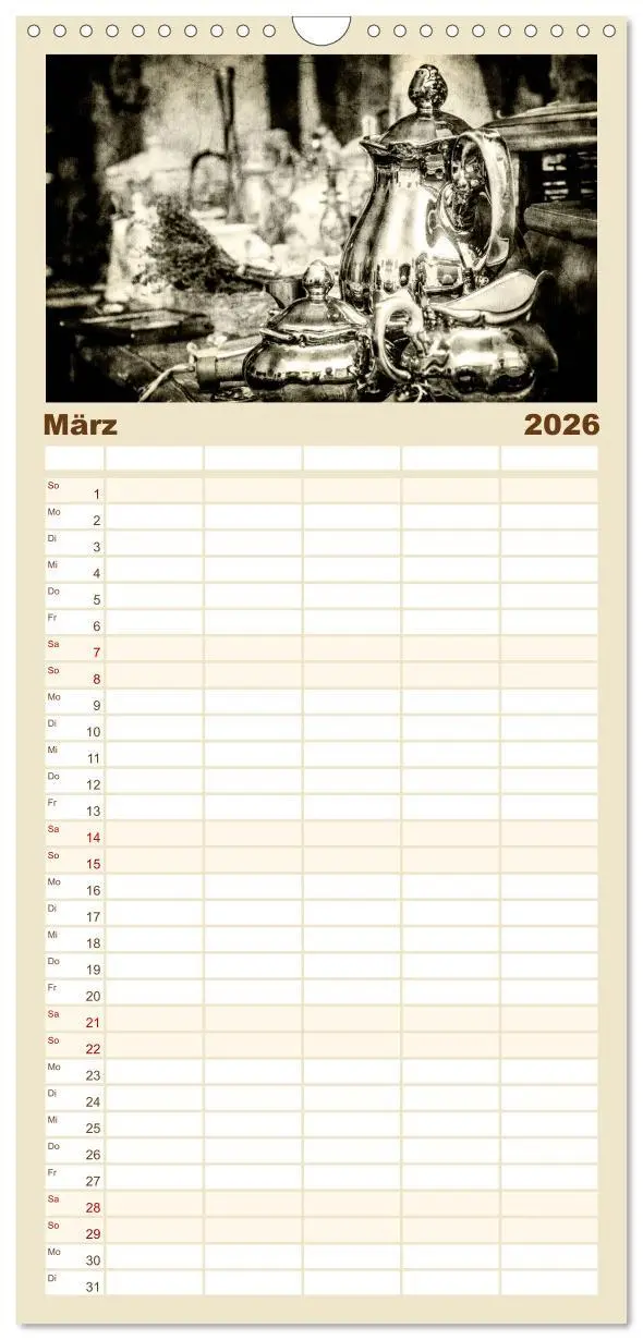 Bild: 9783516521771 | Familienplaner 2026 - Retro mit 5 Spalten (Wandkalender, 21 x 45...