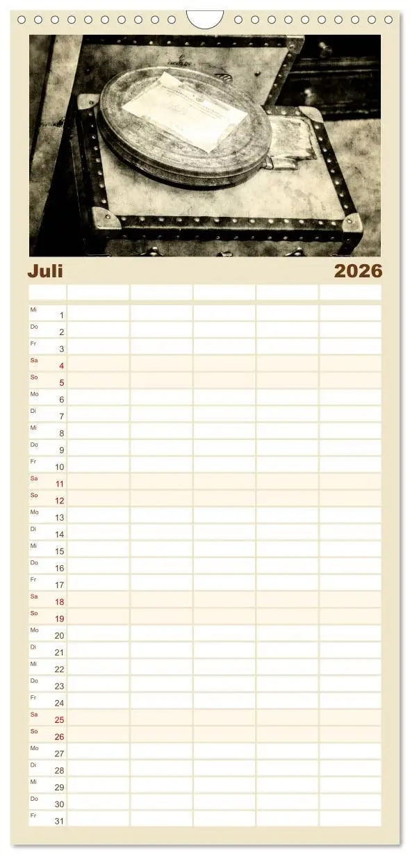 Bild: 9783516521771 | Familienplaner 2026 - Retro mit 5 Spalten (Wandkalender, 21 x 45...