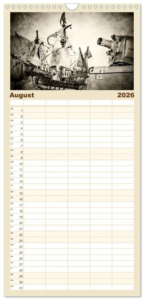 Bild: 9783516521771 | Familienplaner 2026 - Retro mit 5 Spalten (Wandkalender, 21 x 45...