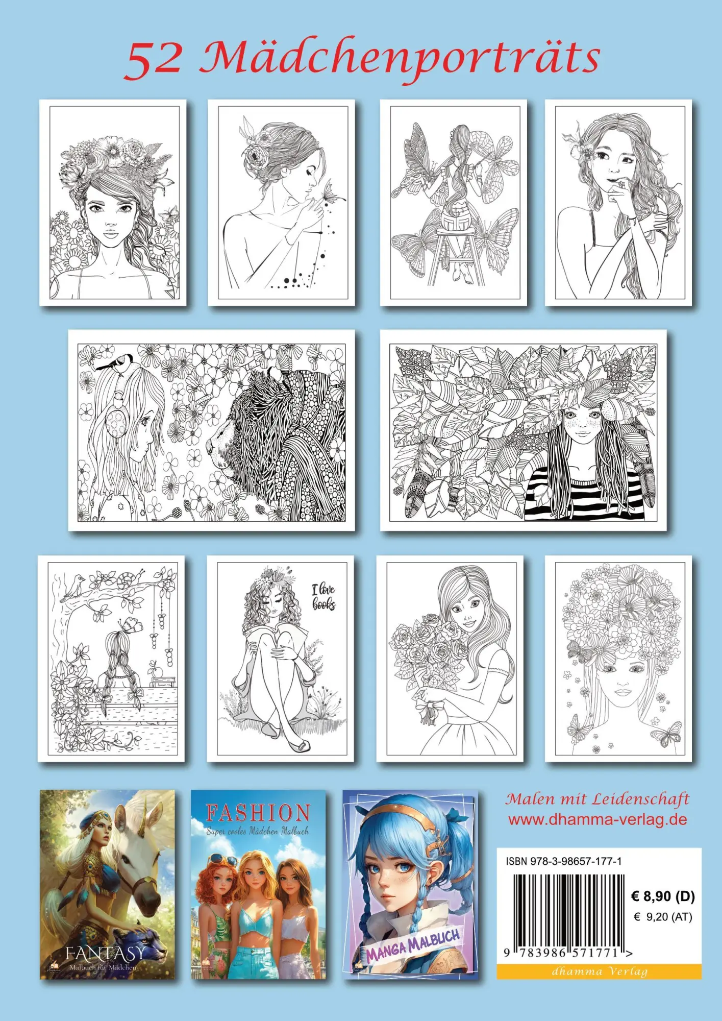 Rückseite: 9783986571771 | Malbuch für Mädchen ab 10 Jahren - Beauty &amp; Nature - mit 52...