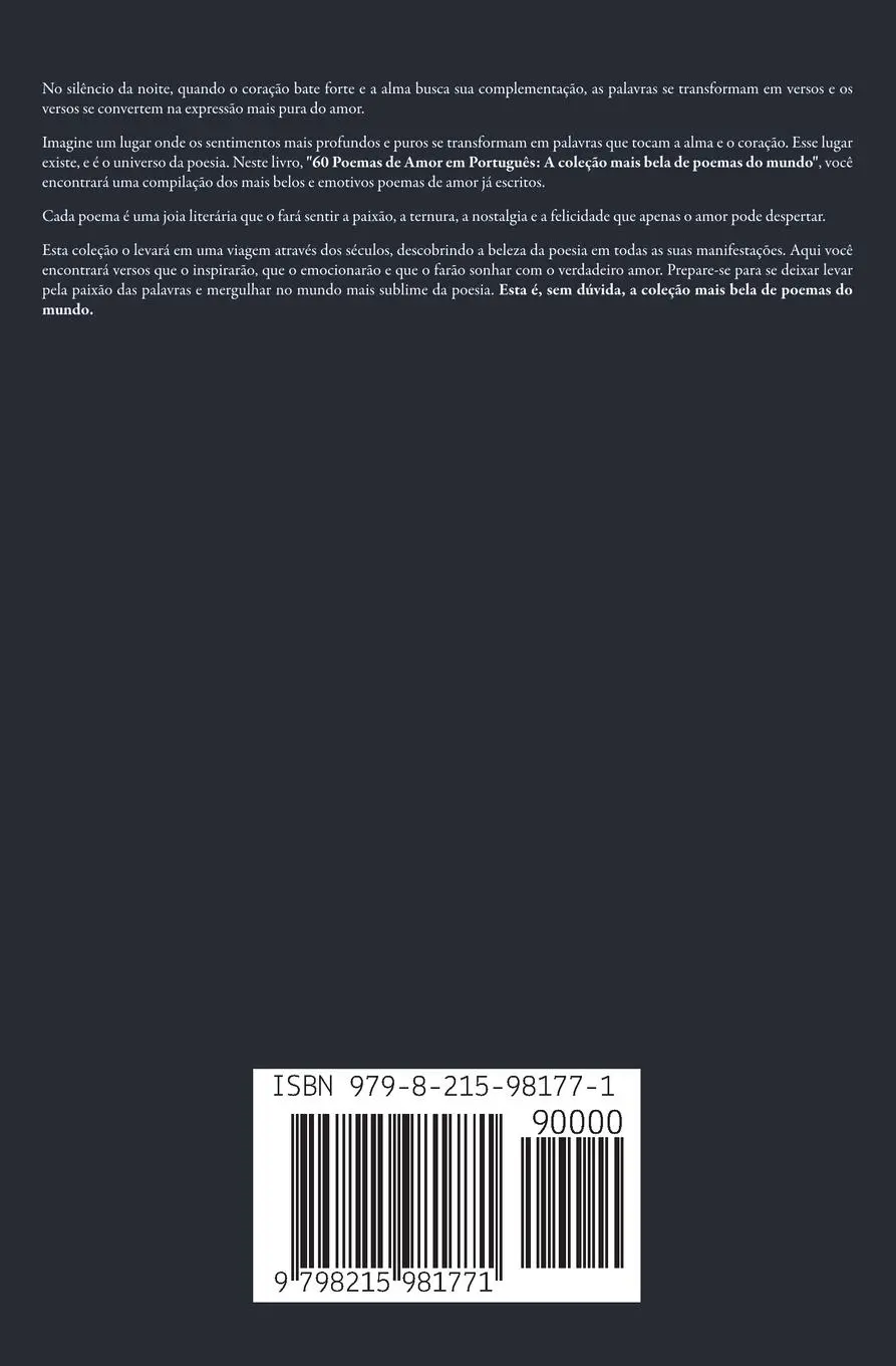 Rückseite: 9798215981771 | 60 Poemas de Amor em Português | Josyie Anifka | Taschenbuch | 2023