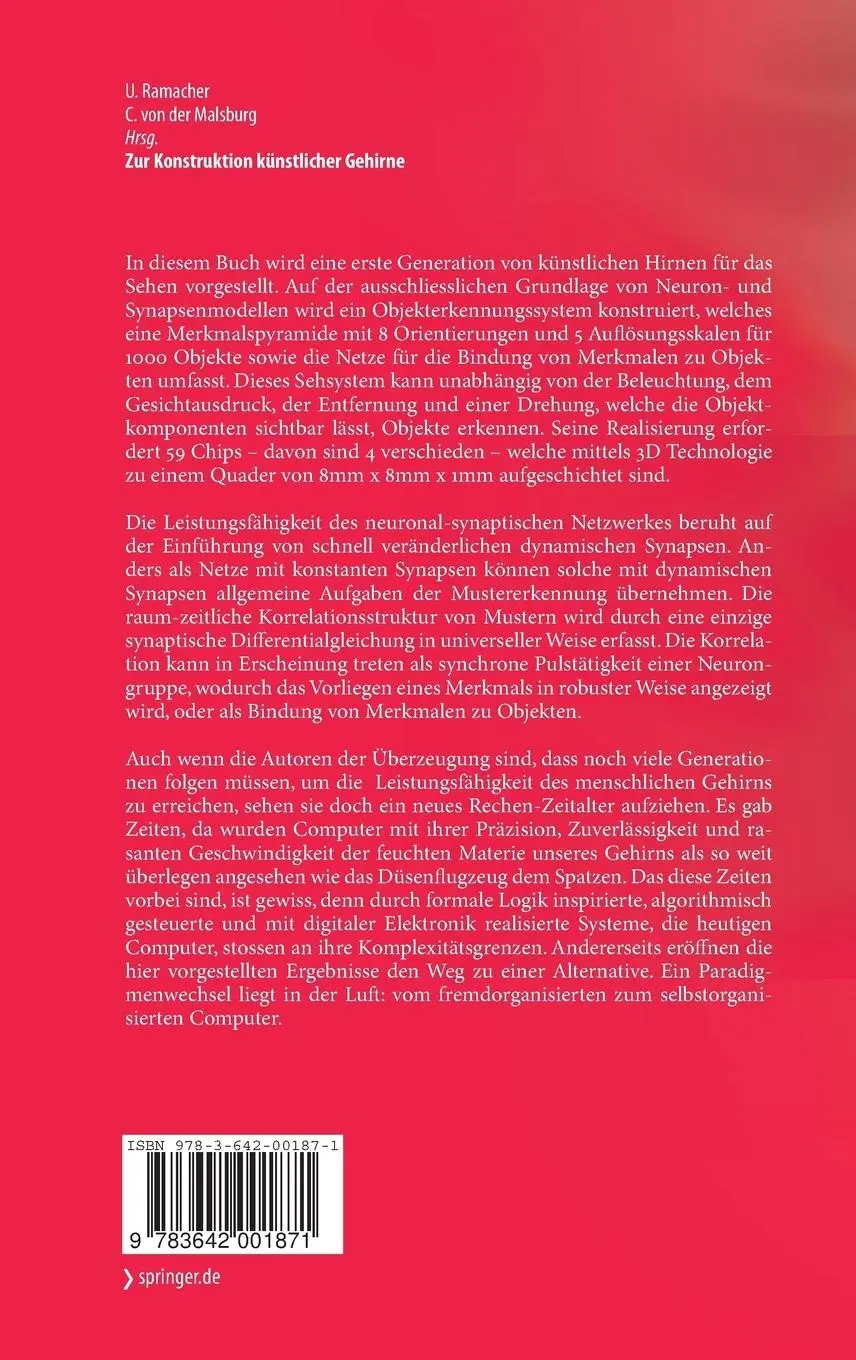 Rückseite: 9783642001871 | Zur Konstruktion künstlicher Gehirne | Malsburg (u. a.) | Buch | viii