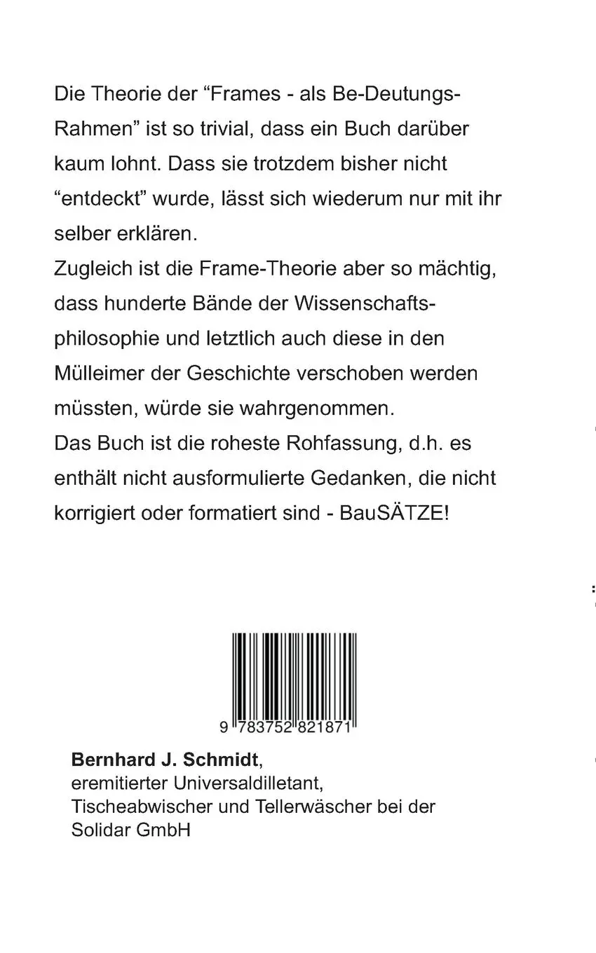 Rückseite: 9783752821871 | BauSÄTZE: Frames - als Be-Deutungs-Rahmen | Bernhard J. Schmidt | Buch