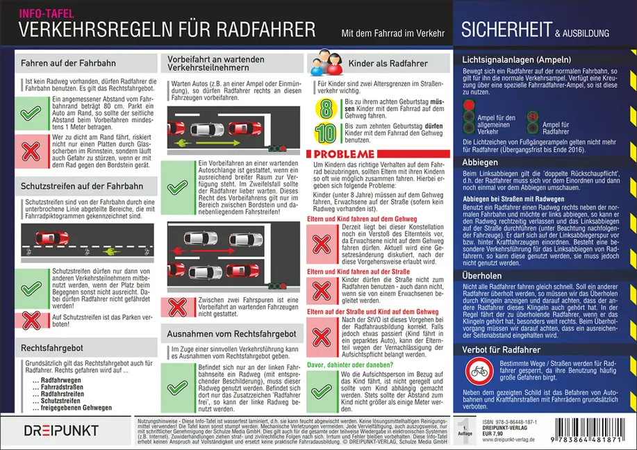 Bild: 9783864481871 | Verkehrsregeln für Radfahrer, Tafel | Michael Schulze | 2 S. | Deutsch