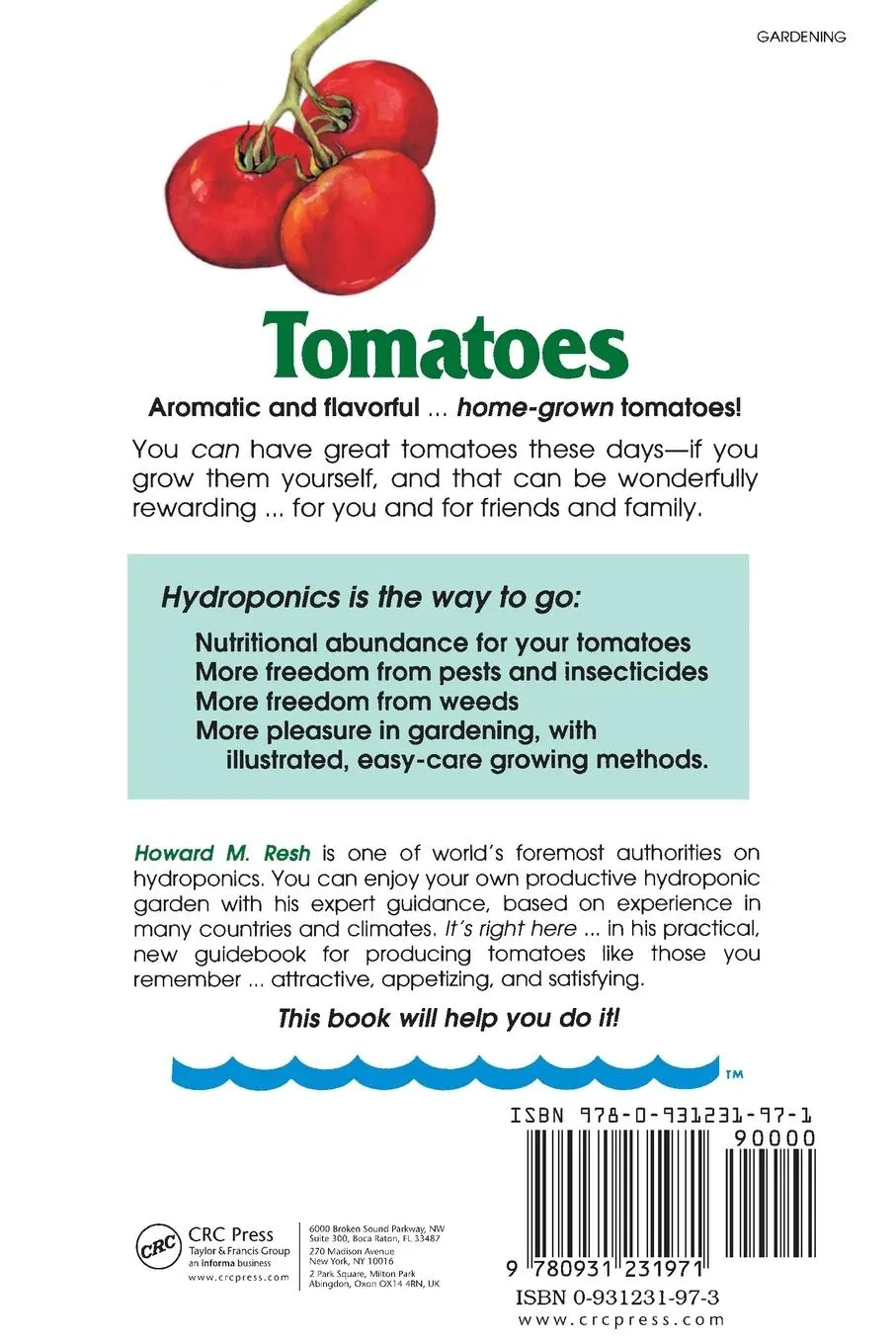 Rückseite: 9780931231971 | Hydroponic Tomatoes | Howard M Resh | Taschenbuch | Englisch | 2002
