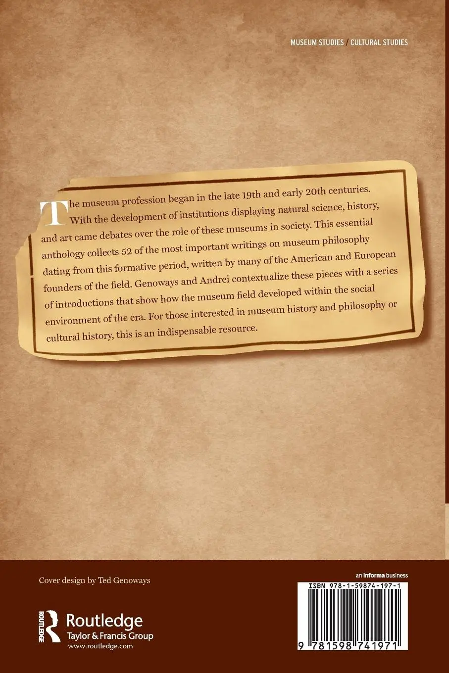 Rückseite: 9781598741971 | Museum Origins | Readings in Early Museum History and Philosophy