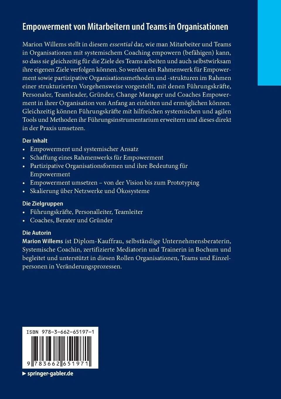 Rückseite: 9783662651971 | Empowerment von Mitarbeitern und Teams in Organisationen | Willems