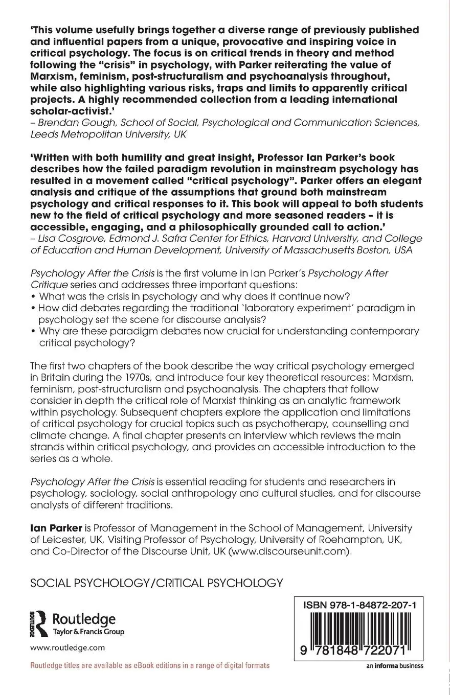 Rückseite: 9781848722071 | Psychology After the Crisis | Ian Parker | Taschenbuch | Englisch