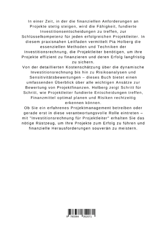 Bild: 9783384352071 | Investitionsrechnung für Projektleiter | Pia Holberg | Taschenbuch
