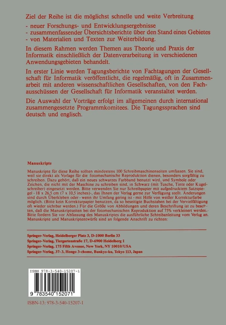 Rückseite: 9783540152071 | Organisation und Betrieb der Informationsverarbeitung | Dirlewanger