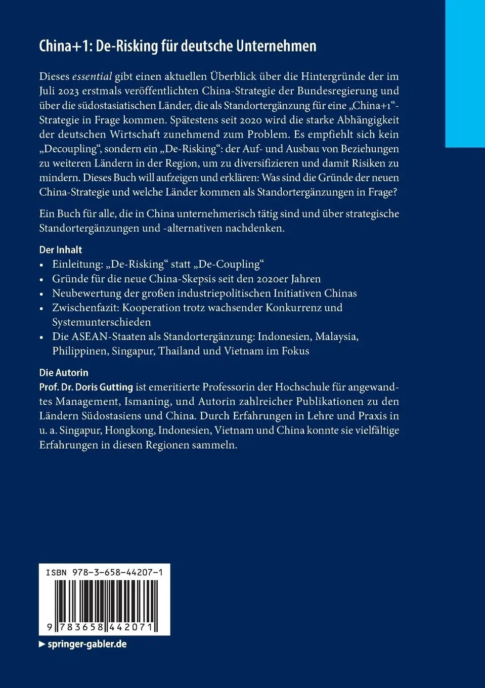 Rückseite: 9783658442071 | China+1: De-Risking für deutsche Unternehmen | Doris Gutting | Buch