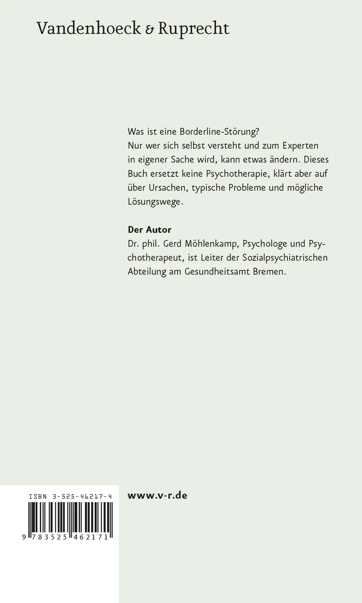 Rückseite: 9783525462171 | Was ist eine Borderline-Störung? | Gerd Möhlenkamp | Taschenbuch