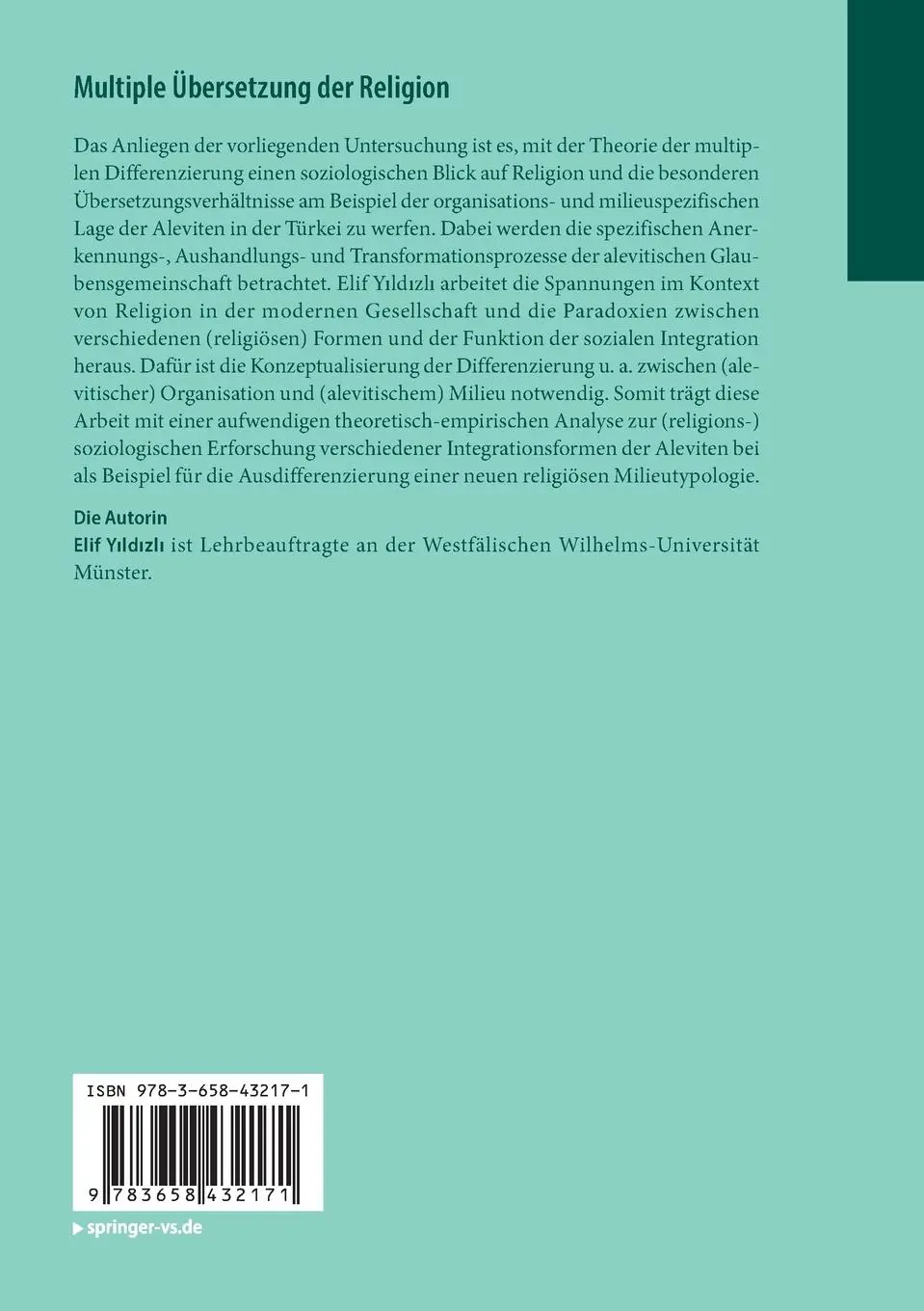 Rückseite: 9783658432171 | Multiple Übersetzung der Religion | Elif Y¿ld¿zl¿ | Taschenbuch | vi