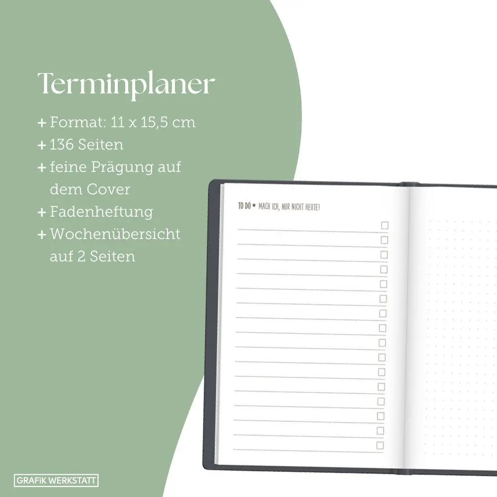 Bild: 9783986362171 | Terminplaner Lederlook 2027 Schwarz | Terminplaner Lederlook A6 | Buch