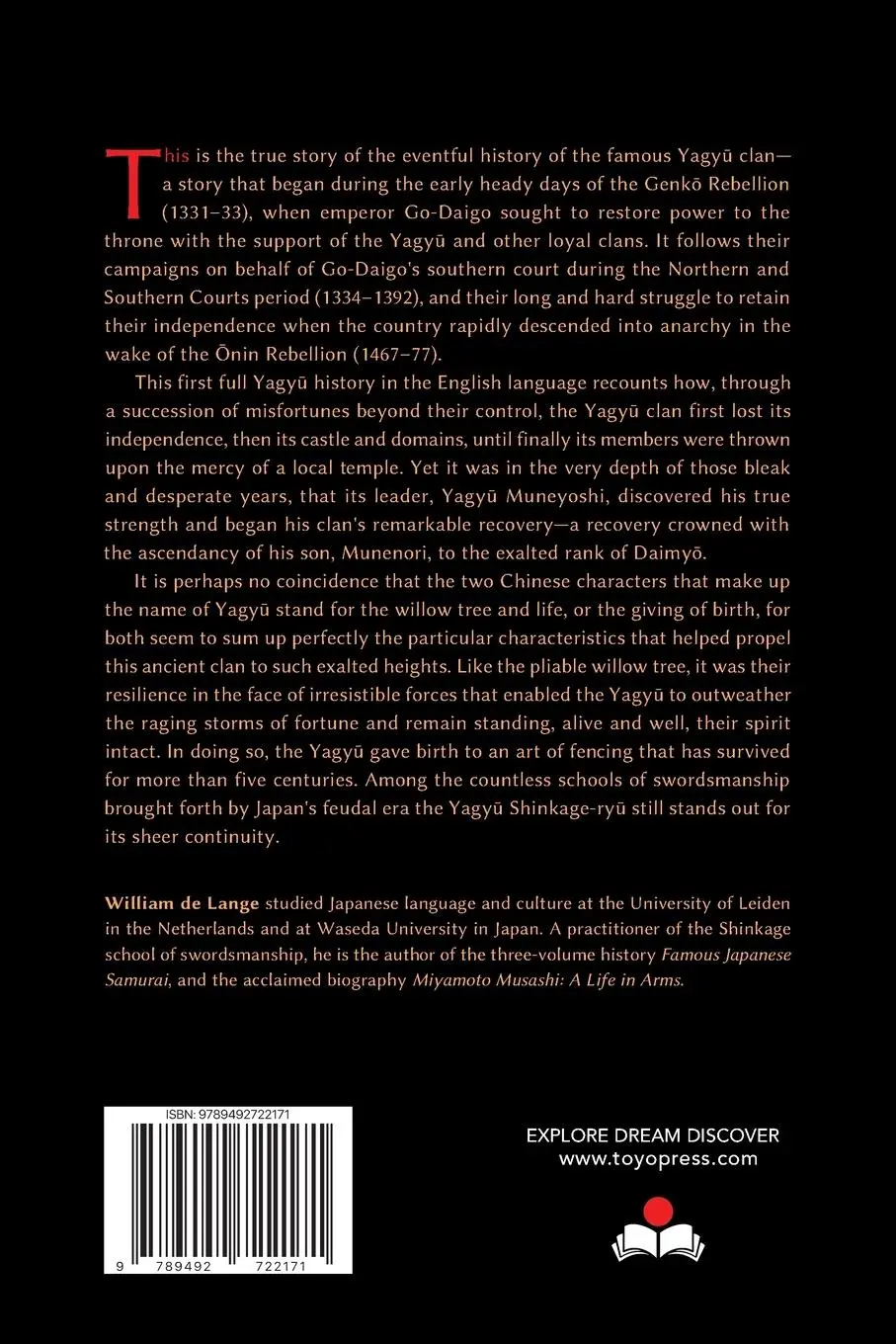 Rückseite: 9789492722171 | The Remarkable History of the Yagyu Clan | William De Lange | Buch