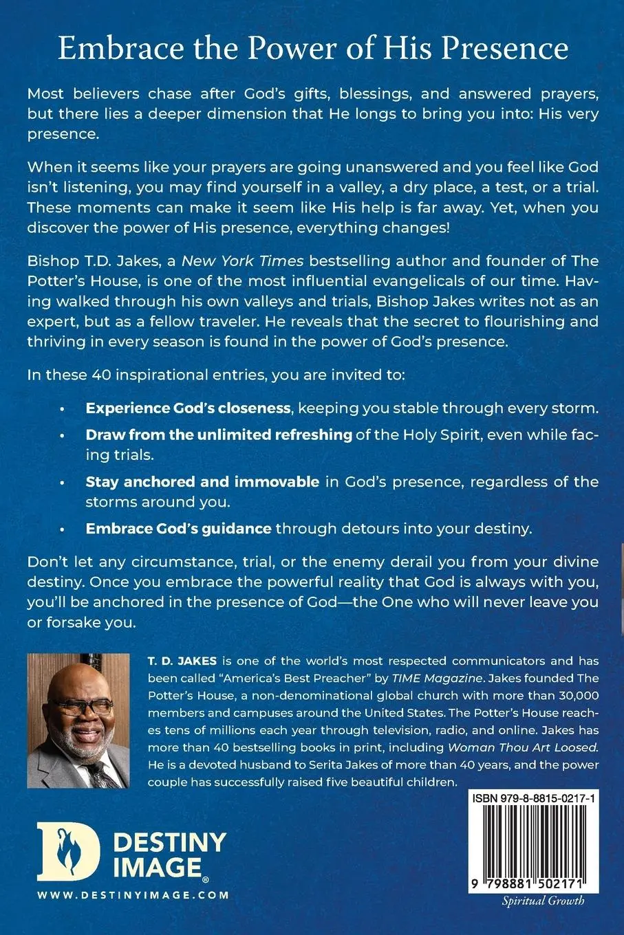 Rückseite: 9798881502171 | Experience the Power of His Presence | T. D. Jakes | Taschenbuch