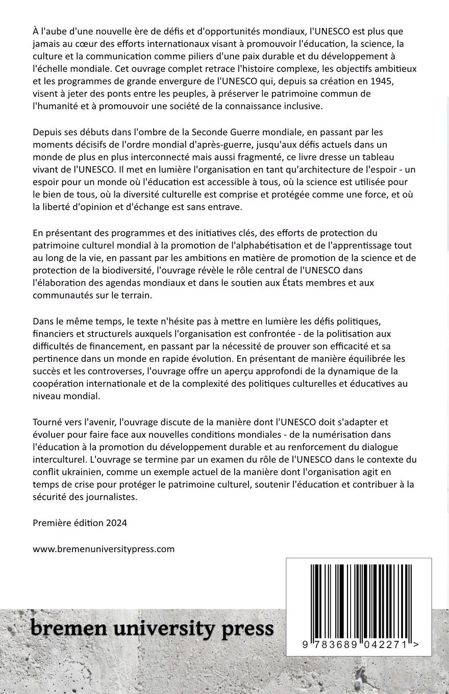 Rückseite: 9783689042271 | L'UNESCO 2024 | Programmes, perspectives, politique, problèmes | Buch