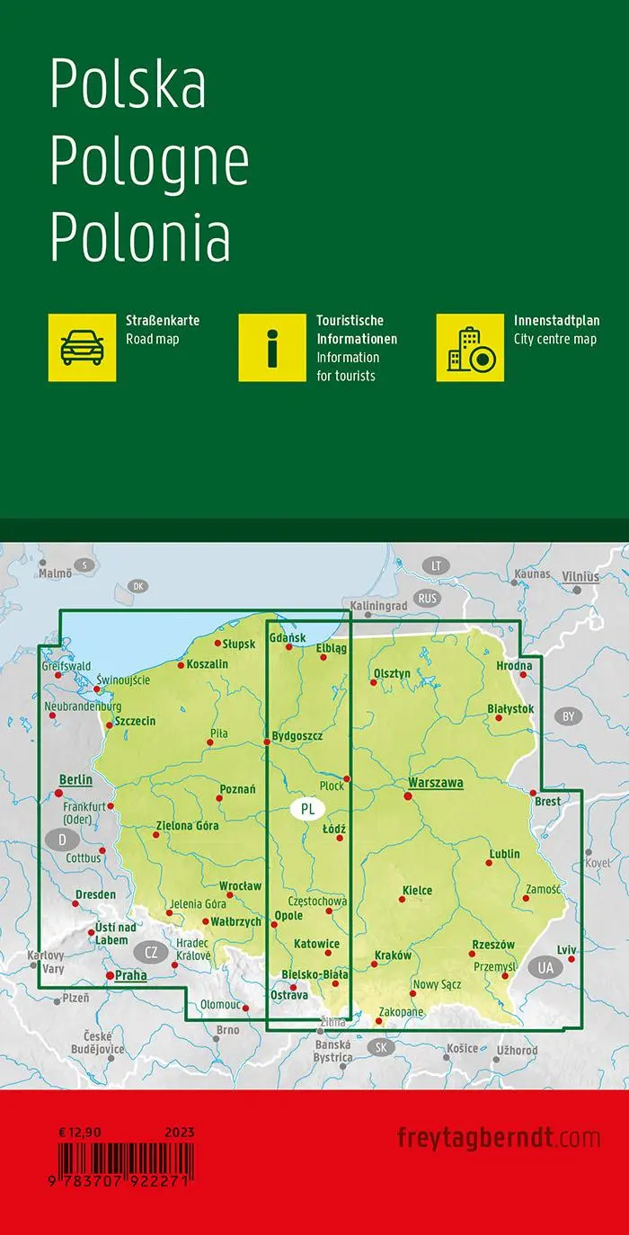 Rückseite: 9783707922271 | Polen, Straßenkarte 1:500.000, freytag &amp; berndt | Freytag &amp; Berndt
