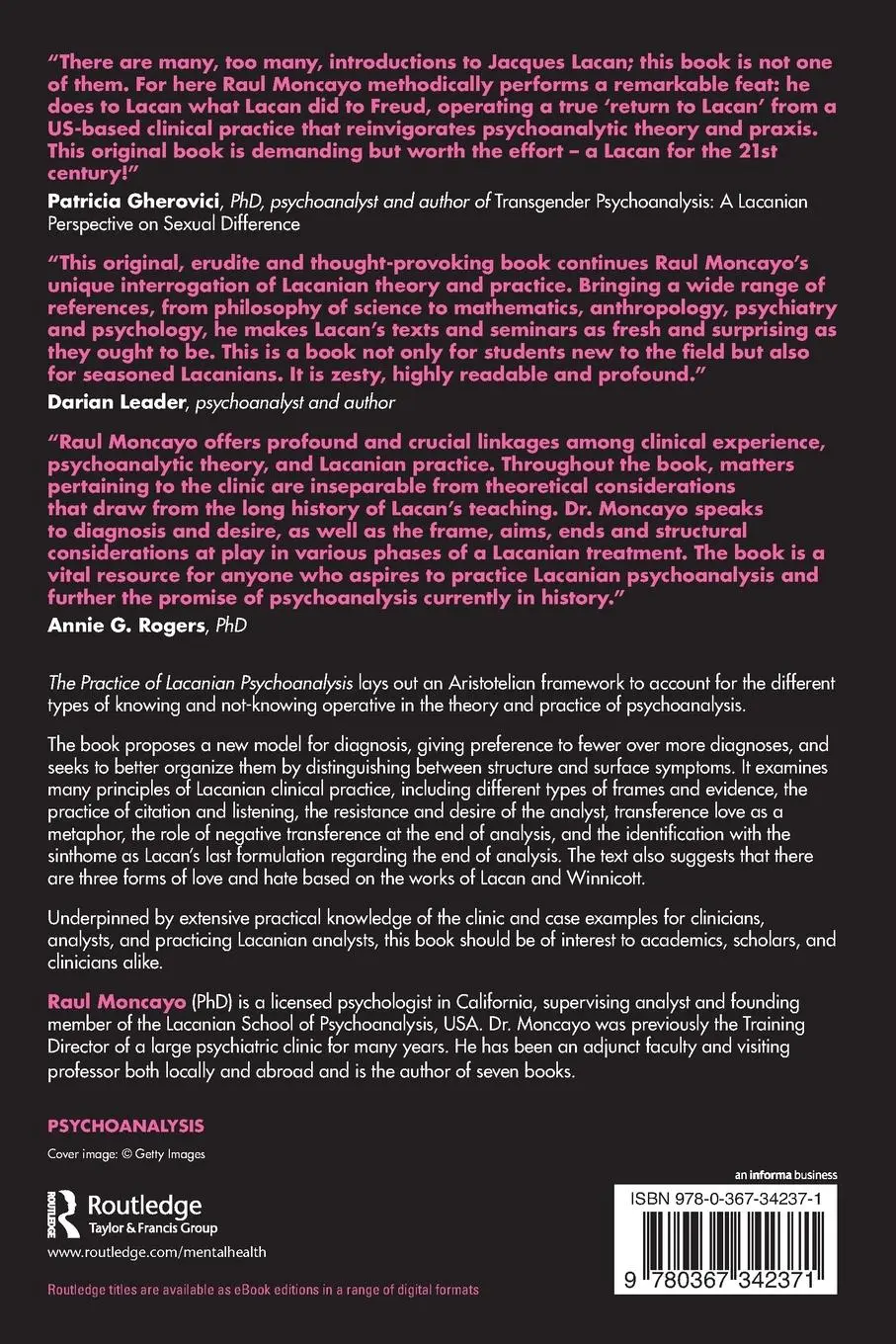 Rückseite: 9780367342371 | The Practice of Lacanian Psychoanalysis | Theories and Principles