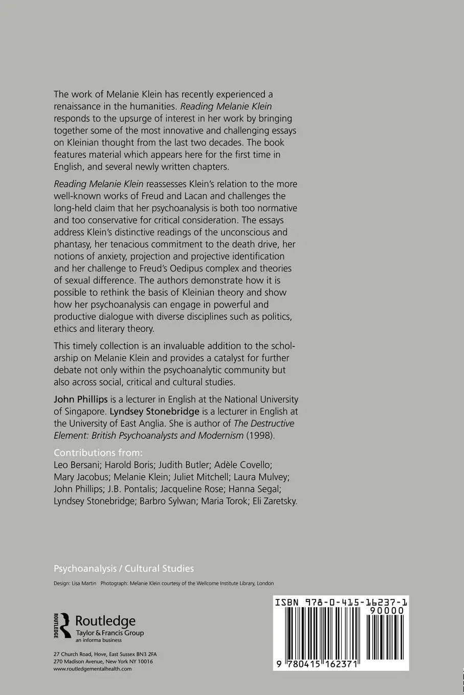 Rückseite: 9780415162371 | Reading Melanie Klein | John Phillips (u. a.) | Taschenbuch | Englisch