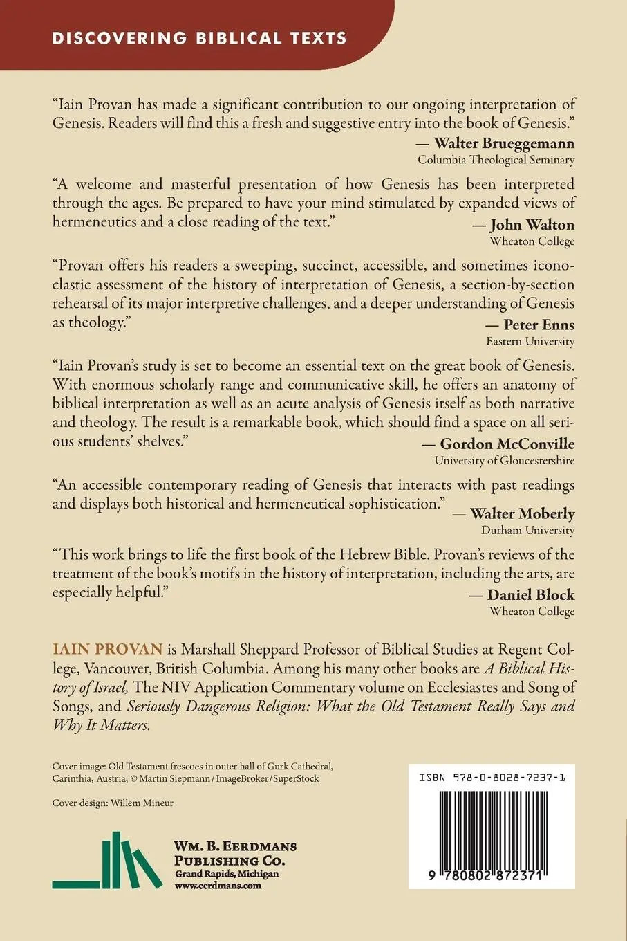 Rückseite: 9780802872371 | Discovering Genesis | Content, Interpretation, Reception | Iain Provan